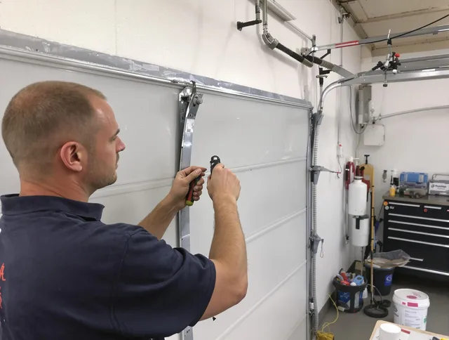 Before and after garage door dent repair by Foxborough Garage Door Repair in Foxborough