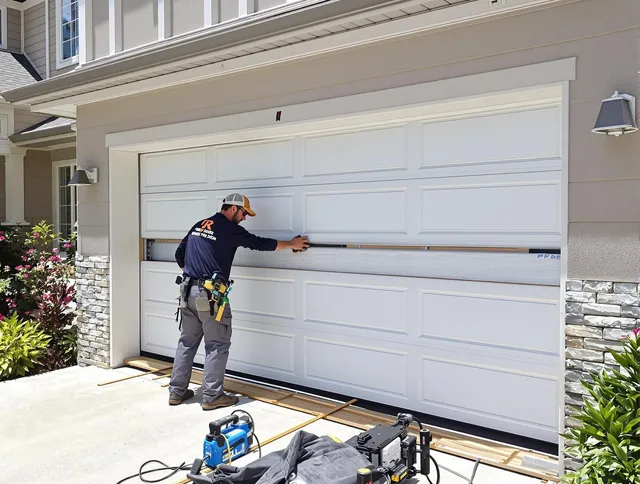 Foxborough Garage Door Repair team performing complete garage door replacement at Foxborough residence