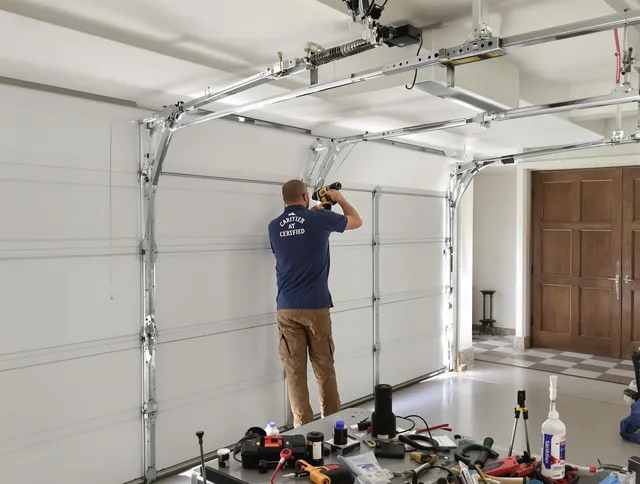 Foxborough Garage Door Repair certified technician performing precision garage door repair in Foxborough